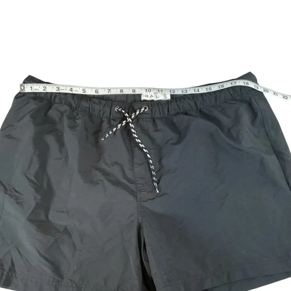 The Rail Mens Black Drawstring Swim Shorts Under Liner Size 2X 100% Nylon Active